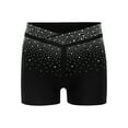 thumbnail image 4 of inhzoy Kids Girls Ballet Yoga Dance Athletic Outfit 2 Piece Rhinestone Crop Top V-front Shorts Set Black 6, 4 of 5