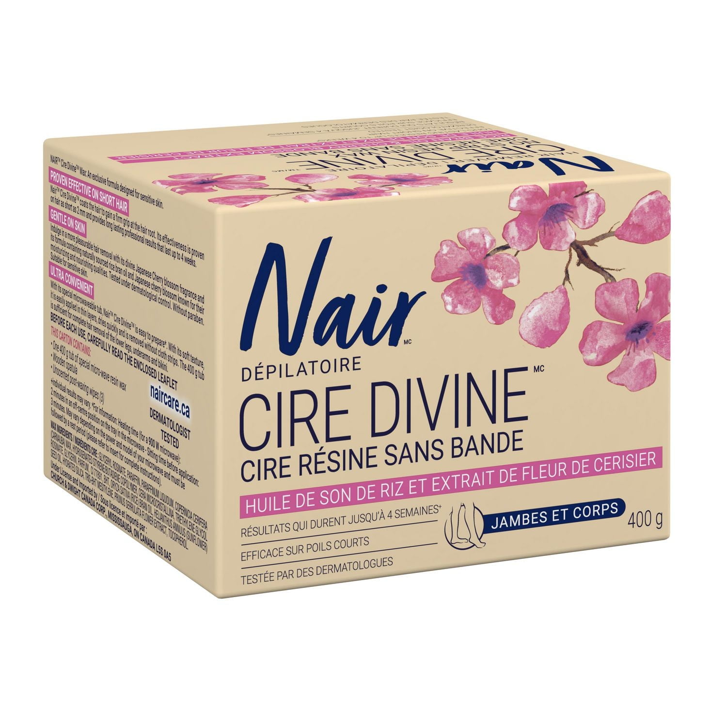 Nair Cire De Résine Allant Au Micro-Ondes Cire Divine Pour Les Jambes Et Le Corps Avec Fleur De Cerisier Japonais Et Huile De Son De Riz