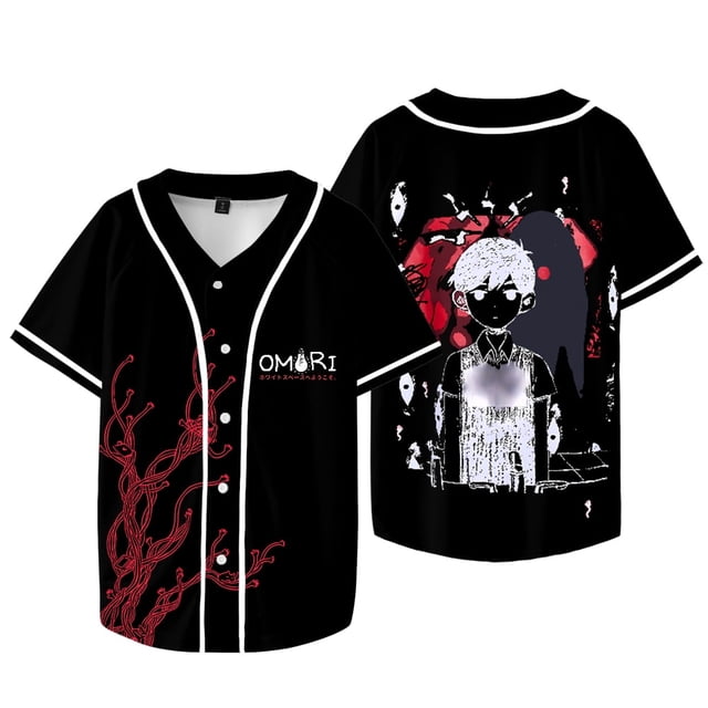 Omori Veste de Baseball de Marchandise Spatiale Rouge Été Femmes Hommes Mode Décontractée Harajuku T-Shirts à Manches Courtes,style 6,TTP