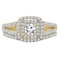 thumbnail image 3 of Dazzlingrock Collection 1.00 Carat (ctw) 10K Round Diamond Split Shank Halo Engagement Ring Set 1 CT, Yellow Gold, Size 7, 3 of 4