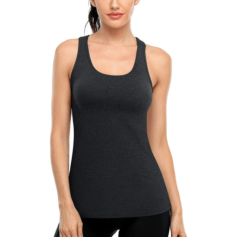 Womens Long Workout Tops Racerback Athletic Yoga Gym Tank Top