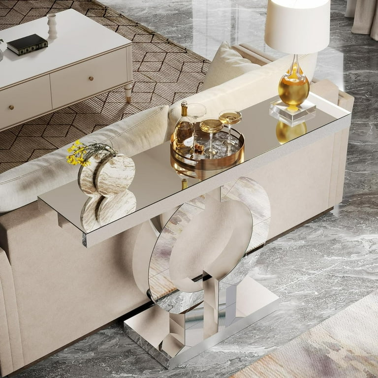 INAVANCE ONES TABLE オーク SILVERインアバンス BGO Tribesigns 43-Inch Mirrored Console Table, Modern Silver
