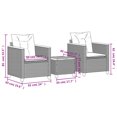 thumbnail image 4 of vidaXL 3 Piece Bistro Set with Cushions Beige Poly Rattan Acacia Wood, 4 of 5