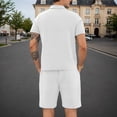 thumbnail image 5 of KKBOTIVE Men's Outfit Set Fashion Print Crewneck Short Sleeved Tops and Shorts/trousers Summer Adults Cozy Soft Sweatsuit, White Size: XXL, 5 of 9