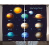Educational Curtains 2 Panels Set, Solar System Planets and the Sun Pictograms Set Astronomical Colorful Design, Window Drapes for Living Room Bedroom, 108W X 90L Inches, Multicolor, by Ambesonne