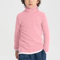 thumbnail image 2 of Long Sleeve Turtleneck Boys Girls Turtleneck Soft Cotton T-Shirts Solid Color Warm Tee Tops Toddler White Tshirt Kids White T Shirt Pink 7-8 Years, 2 of 6