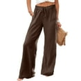 thumbnail image 4 of KDFJPTH Women Summer Fashion Casual Wide Leg Pants Casual High Waist Stretchy Loose Long Pants Trousers With Pockets, 4 of 4
