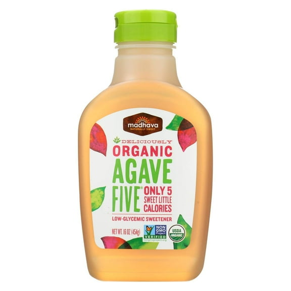 MADHAVA HONEY AGAVE FIVE ORG, 16 OZ (6-Pack)