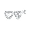 thumbnail image 1 of Pendientes de corazón de plata esterlina Silvora con Letra N Pendientes de botón iniciales para mujer Joyería hipoalergénica, 1 of 8