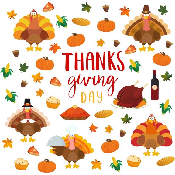 Thanksgiving Theme Wall Sticker Turkey&Pumpkin Wall Decal Peel PVC Wall Decoration Stickers Delicate Design Wall Sticker
