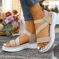 thumbnail image 3 of Walking Sandals for Women Thick Soft Sole Strappy Beach Shoes Comfortable Footbed Open Toe Lightweight Casual Summer Athletic Footwear Beige Size 8, 3 of 7