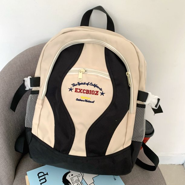 School Bags Panelled 2023 New Backpack Fashion Luxury Unisex Laptop Large Capacity Cool For Teenage Girls Women Embroidery