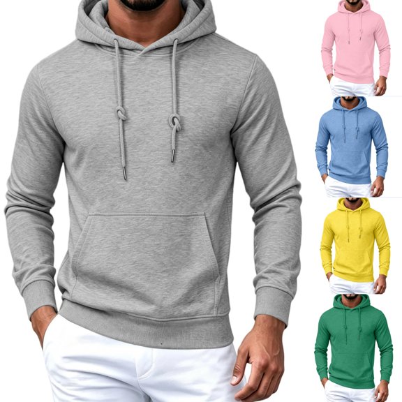 Urbanix Mens Hoodies Pullover Casual Long Sleeve Drawstring Hooded Sweatshirts Relaxed Golf Ribbed Cuffs Daily Clothes with Kangaroo Pocket