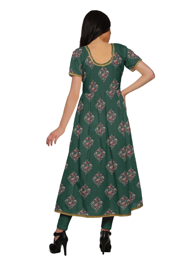 Moomaya Printed Indian Top Long Kurti Dress Cotton Tunic Dresses For Women