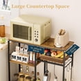 thumbnail image 4 of Microwave Stand Adjustable Coffee Bar Cabinet Multifunctional Pan Organizer with 6 Hooks and 3 Shelves Bakers Rack for Shovel Pots Fruits Vegetables BrownBlack, 4 of 18