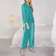 thumbnail image 3 of Uemuo a Teal Ribbonin Pattern Womens Pajama Sets,PJ Set for Women,Pajamas for Women Logo,Long Sleeve Pajama Set for Women,Soft Long Sleeve Top With Pants-X-Large, 3 of 7