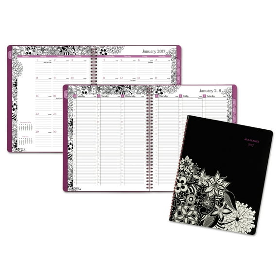 AT-A-GLANCE Floradoodle Professional Weekly/Monthly Planner, 9 3/8 x 11 3/8, 2018-2019