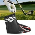 thumbnail image 2 of 1Pc Black PU Leather with Shark Embroidery Magnet Golf Blade Putter Head Cover Golf Club Putter Headcover, 2 of 7