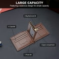 thumbnail image 3 of Wallet for Men RFID Bifold Wallets with 9 Credit Credit Cards Slots 1 ID Window Stylish & Slim Minimalist Wallet with Zipper Coin Pocket Great Gift For Men Brown, 3 of 7
