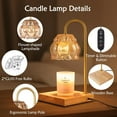 thumbnail image 5 of Nordic Hygge Electric Dimmable Candle Lamp Warmer with Timer, Christmas Birthday Gifts for Mom Women, 5 of 7