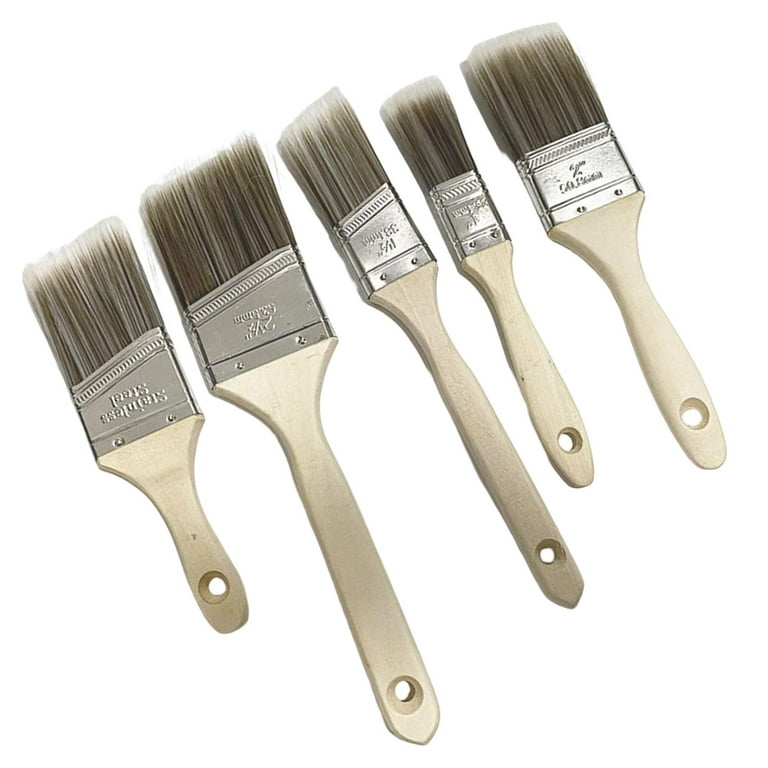 5 Pieces Paint Brushes, 1inch 1.5inch 2inch 2.5inch Variety Angle ,Oil  Painting Brushes for Outdoor ,Decks, Cabinets, Home Renovations Decks Arts