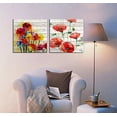 thumbnail image 2 of wall26 - Colorful Watercolor Bouquet of Flowers Along with Red Poppy Flowers Over White Wooden Panels - Canvas Art Home Art - 12x12 inches, 2 of 4