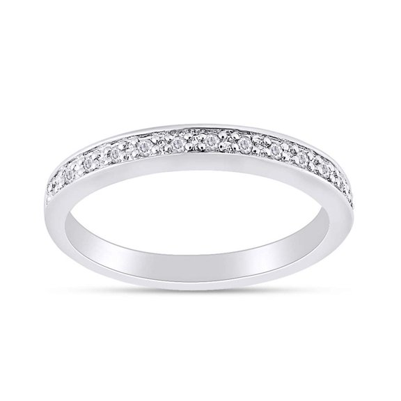 1/10 Carat Round White Natural Diamond Half Eternity Band Ring In 14k White Gold Over Sterling Silver Size 5