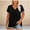 Black, variant on Women's Plus Size T-shirts, Pleated Front Short Sleeve Casual V Neck Summer Tops Womens Tees Red Size 5XL