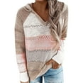 thumbnail image 1 of Gibobby Sueter para mujer Suéter Tops Con capucha Casual Blusa larga Mangas Cuello en V Mujeres Patchwork Blusa de mujer(Rosa,G), 1 of 5