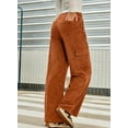 thumbnail image 7 of CUKOLSXA Womens Corduroy Pants Casual High Waisted Elastic Drawstring Cargo Loose Fit Wide Leg Pants with Pockets, 7 of 7