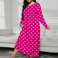 thumbnail image 2 of Aboser Women's Long Sleeve Nightgown Plus Size Soft Sleep Shirts Fashion Polka Dot Print Pajama Dress Comfy Round Neck Loungewear Casual Full Length House Dresses, 2 of 7