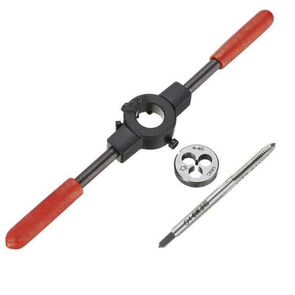 Uxcell 4-40 UNC Tap and Die Set 0.79" Die Stock Wrench with Plastic Handle 3 Pack