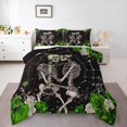 thumbnail image 1 of Erosebridal Ensemble de Literie Romantique à Roses pour Lit Simple, Ensembles de Literie d'Halloween et d'Anniversaire pour Lit Simple avec Couette, Couette Réversible à Motif de Crâne, Décor de Chambre en Microfibre, 2 Pcs, 1 of 8