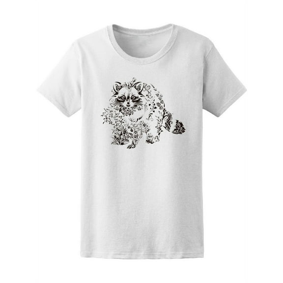 Beautiul Floral Raccoon Sketch Tee Women's -Image by Shutterstock