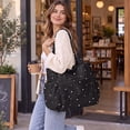 thumbnail image 3 of Gocvo Multiple Pockets Corduroy Bag, Large Tote Bag for Women, Ladies Bag Casual Hobo Handbags(Black White Dots), 3 of 10