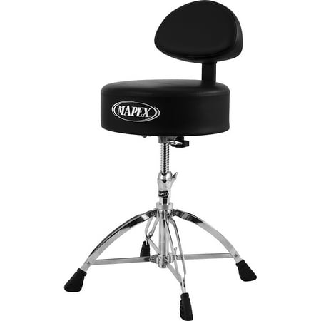 Mapex Throne - Mapex Double Braced Throne w/ Height Adjustment & Back Rest - Round Seat