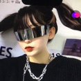 thumbnail image 4 of 80s Futuristic Cyclops Cyberpunk Visor Sunglasses with Semi Translucent Mirrored, 4 of 5
