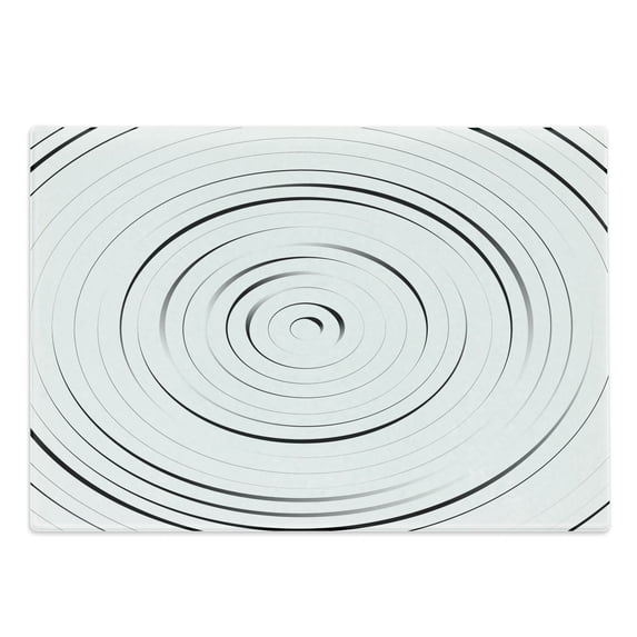 Spires Cutting Board, Rotary Spiral Ring Shaped Turning Simple Wheel Forms Modern Eddy Illustration, Decorative Tempered Glass Cutting and Serving Board, Large Size, Black and White, by Ambesonne