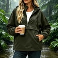 thumbnail image 2 of Women Half Zip Hooded Anorak Windbreaker Pullover Jacket with Pockets Casual Lightweight Windproof Outdoor Coat Army Green, 2 of 9