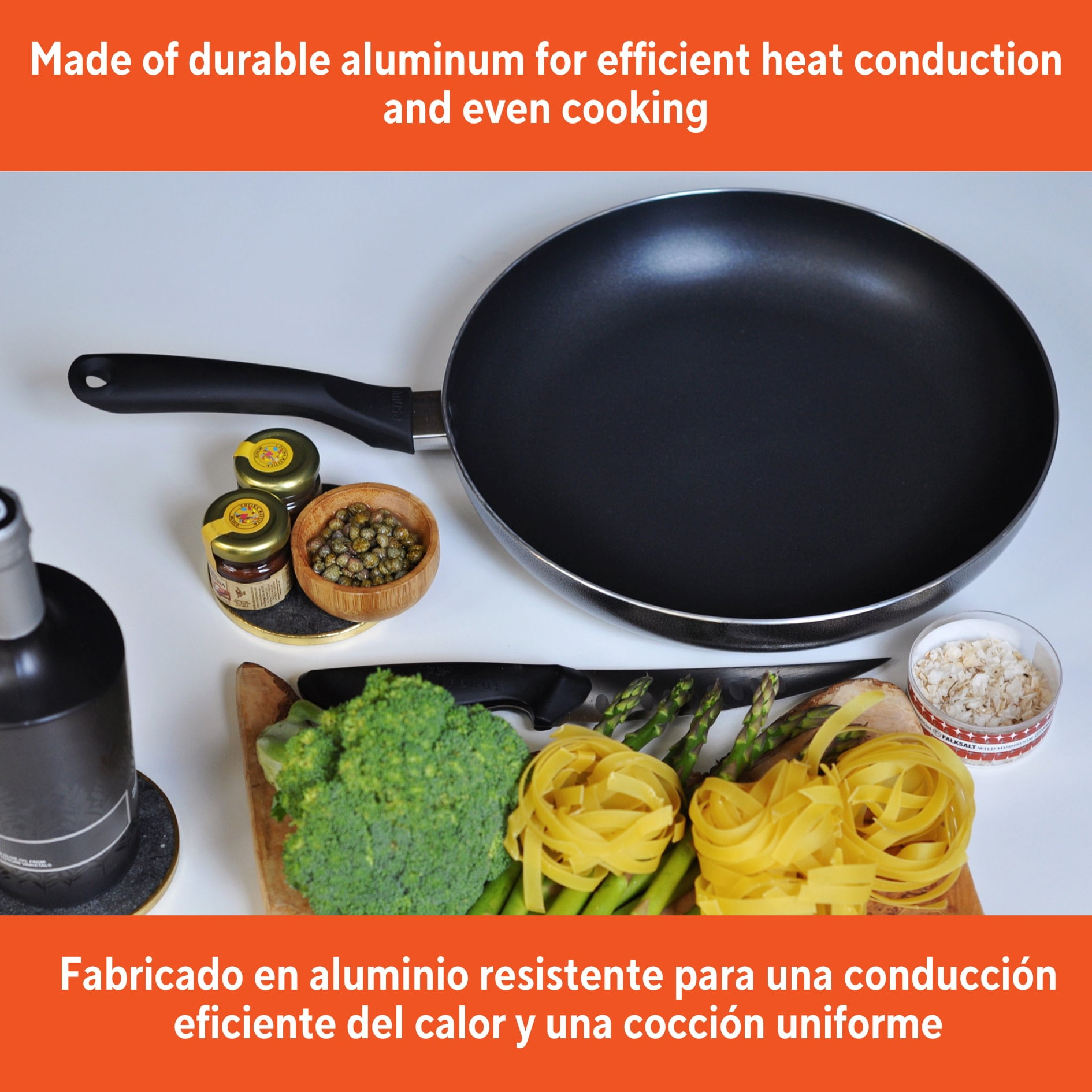 (2 pack) IMUSA  12in Charcoal Aluminum Nonstick Fry Pan with Soft Touch Handle, Black
