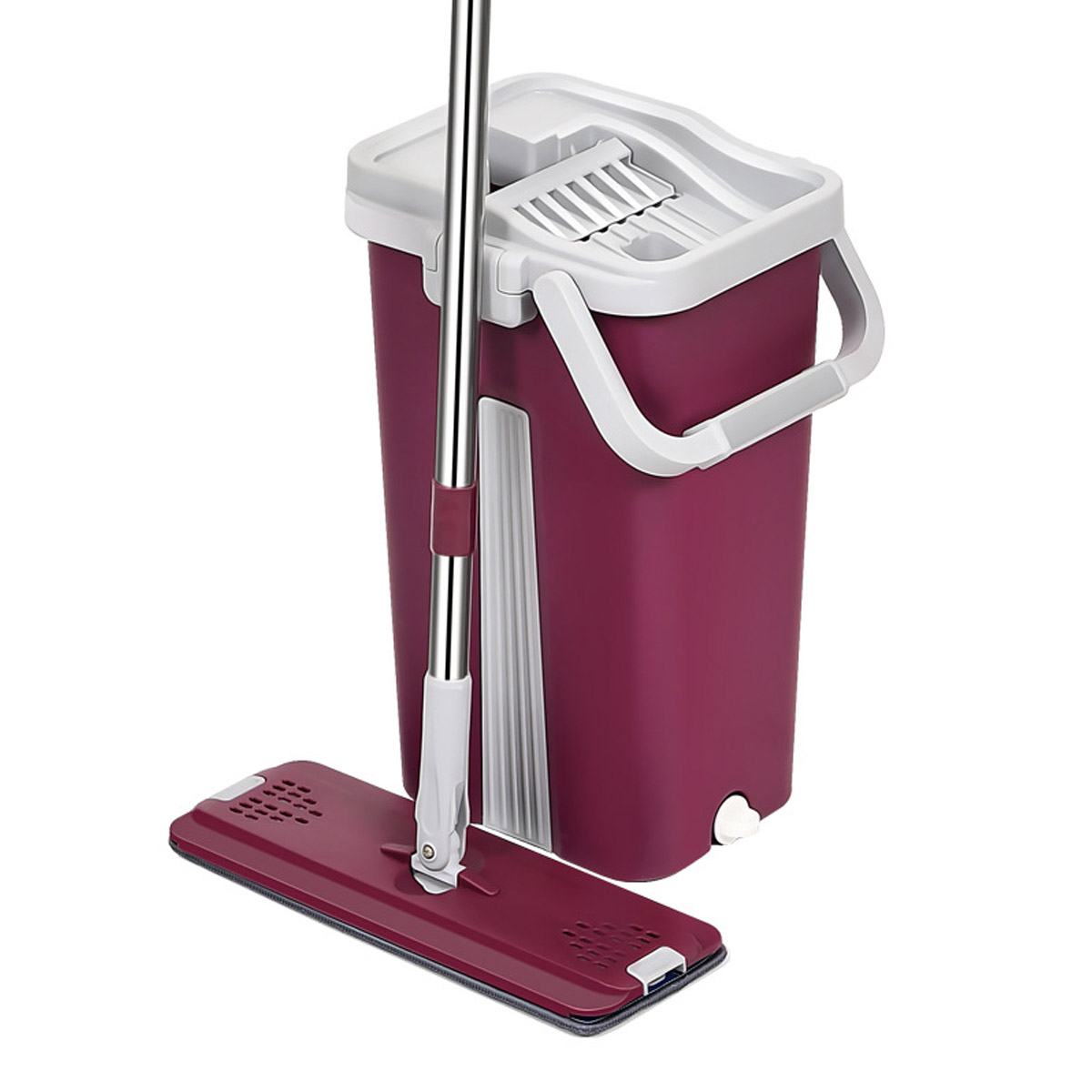 Flat Floor Mop and Bucket Set,Wash & Dry Mop Self Cleaning Drying