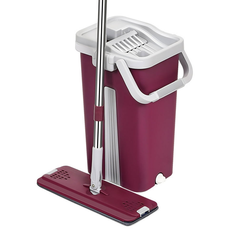Flat Floor Mop and Bucket Set,Wash & Dry Mop Self Cleaning Drying