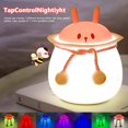 thumbnail image 3 of Cute Little Bee Night Light, Baby Room Lamp con sensor táctil, 7 colores cambiantes USB recargable de silicona Night Light, LED Night Light para niños y niñas para niños regalos (Conejo) JAMW Sencillez, 3 of 5