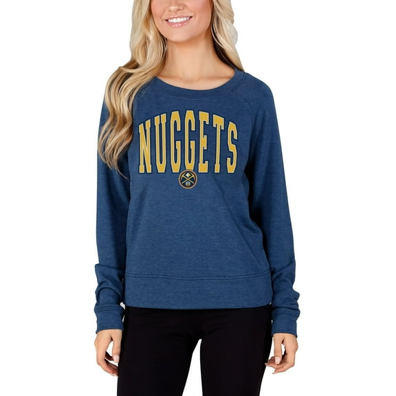 Women's Concepts Sport Navy Denver Nuggets Mainstream Terry Long Sleeve Top
