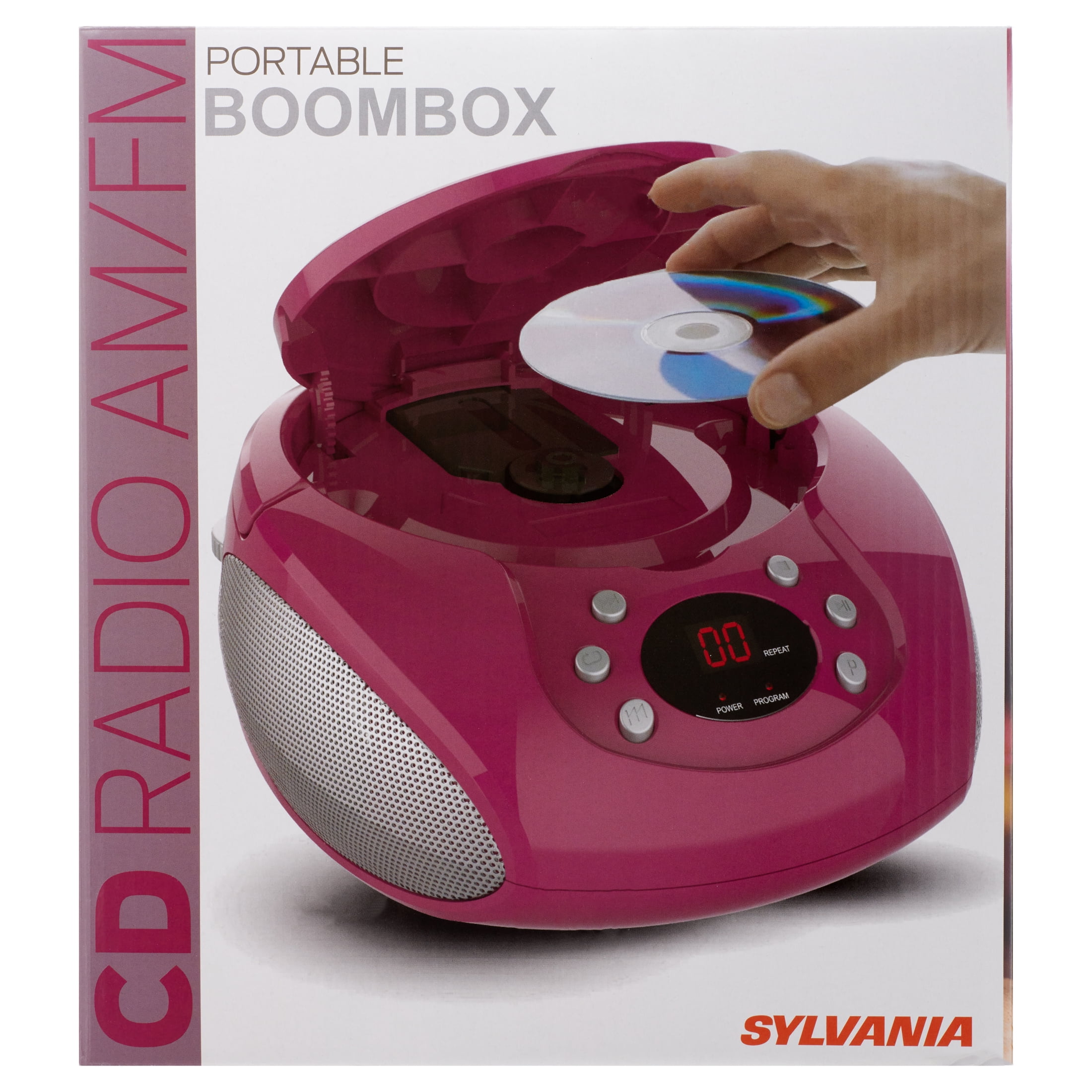Sylvania SRCD261 Portable Am/fm Cd Boombox With Aux Line-in, Pink