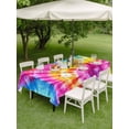 thumbnail image 2 of Rectangle Outdoor Tablecloth With Umbrella Hole And Zipper– Abstract Ethnic Tie Dye Art Waterproof Patio Table Cover for Party, Picnic, Backyard, 60"x84" , Colorful, 2 of 8