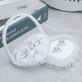 thumbnail image 4 of Farfi Wedding Ring Basket Flower Decor Rhinestone Solid Color Heart Shape Mesh Hold Ring Lace Fabric Bow-knot Ring Holder (Type G), 4 of 13