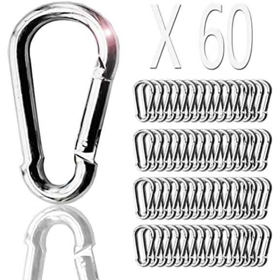 60 Pack Carabiner Clips M4 1.5 Inch Heavy Duty Spring Snap Hook Galvanized Steel Small Carabiner Clips Bulk for Keys Swing Camping Fishing Hiking Traveling$$Sport & Recreation Other