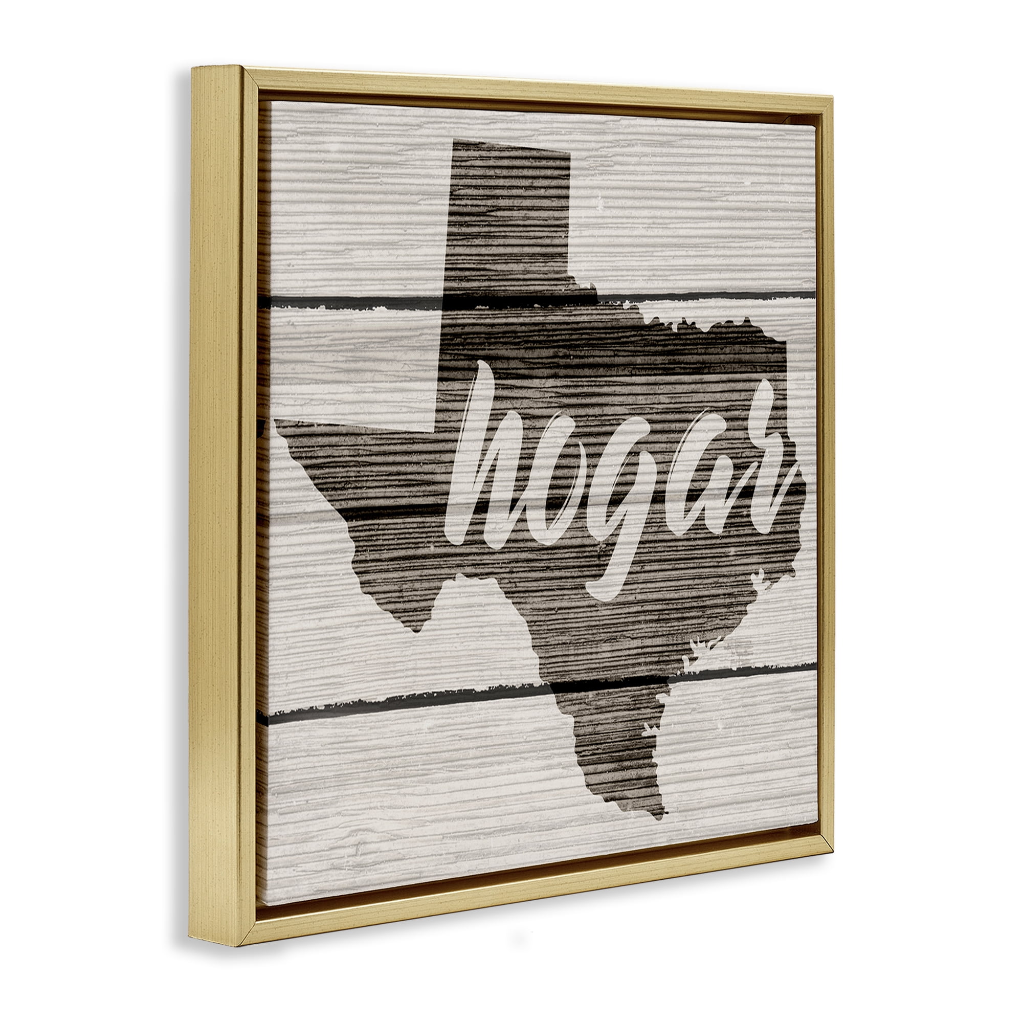 Stupell Industries Hogar Estado de Texas U.S. States and Territories Painting Gold Floater Framed Art Print Wall Art, 25 x 25
