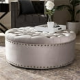 thumbnail image 2 of Baxton Studio Iglehart Modern Tufted Velvet Coffee Table Ottoman in Light Gray, 2 of 6